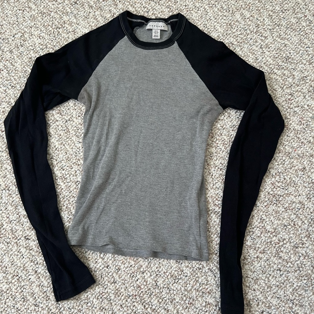 Long sleeve ribbed varsity style tee